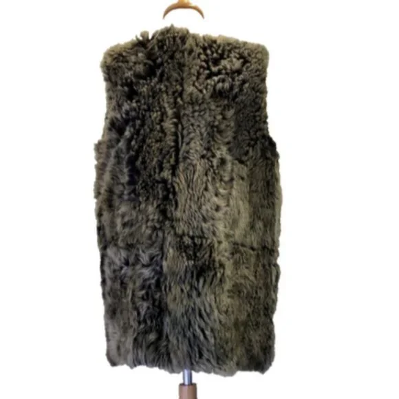 Coach Gray Curly Mongolian Sheep Shearling Vest - Picture 8 of 9